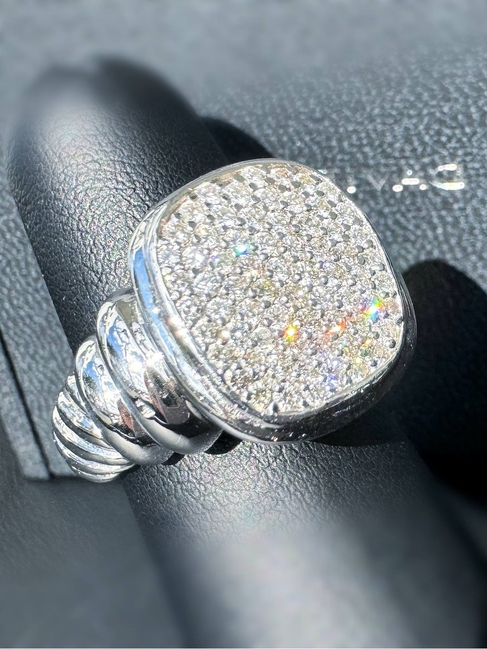 Vintage 18k white gold David Yurman Noblesse 0.8CTW Pave Natural Diamond cable - Picture 2 of 10